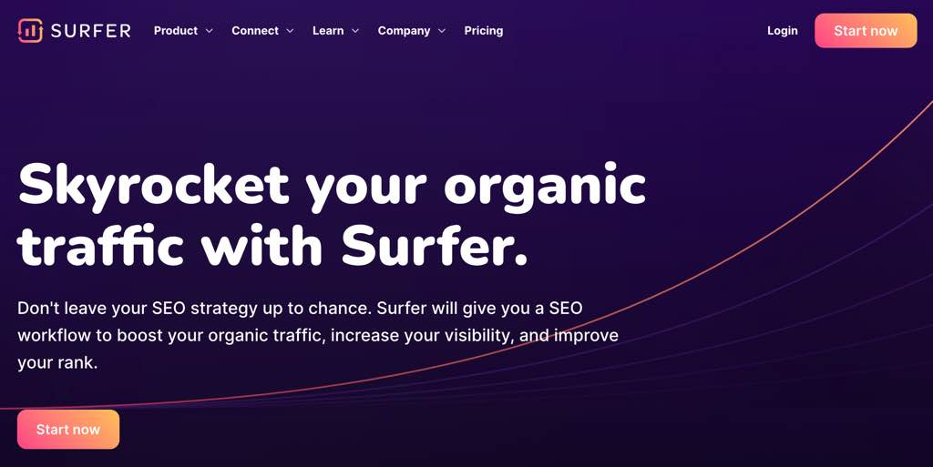 Surfer SEO homepage